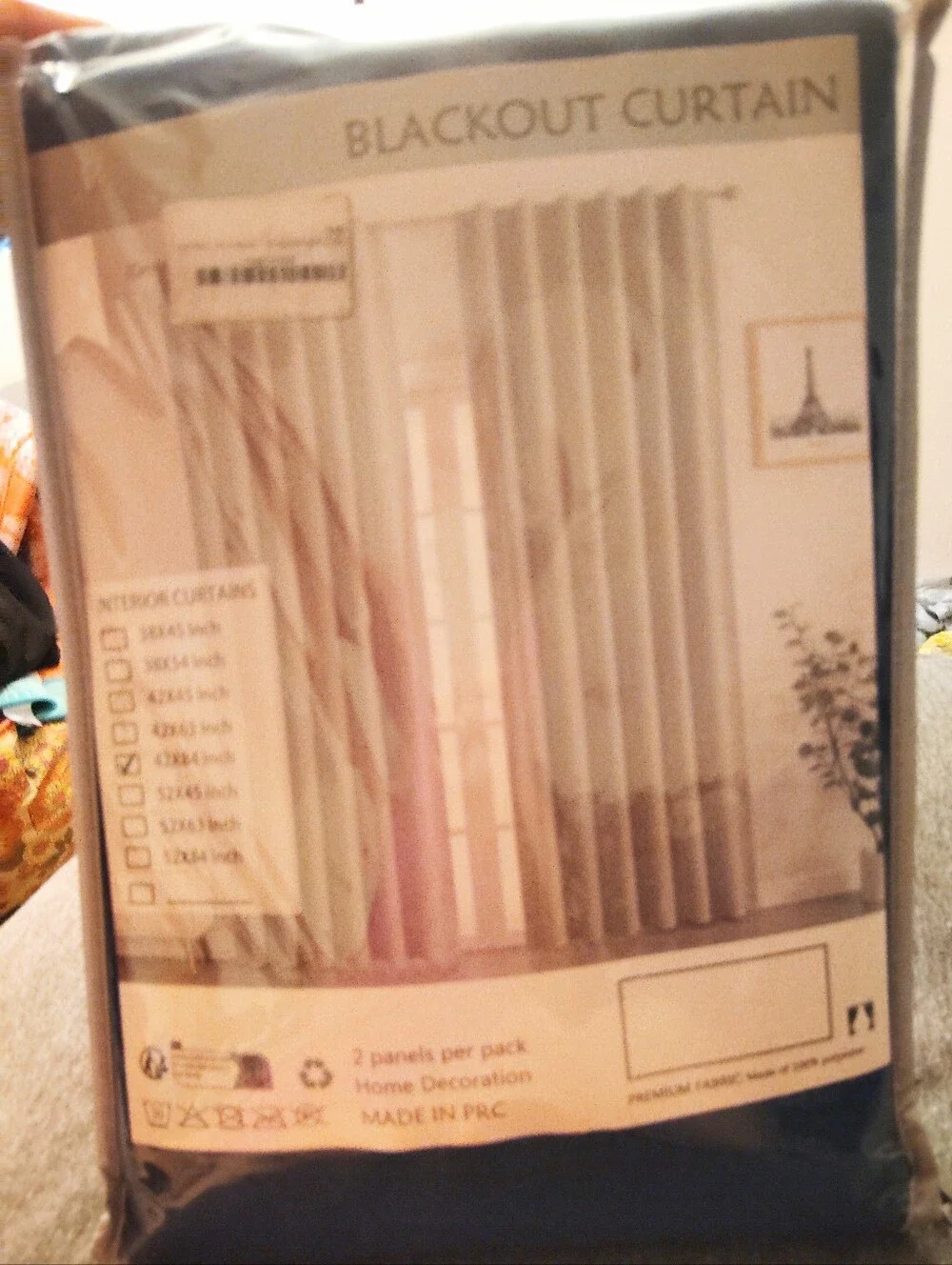 Blackout Curtain 2 Panels - Black Size 42in x 84in NIP